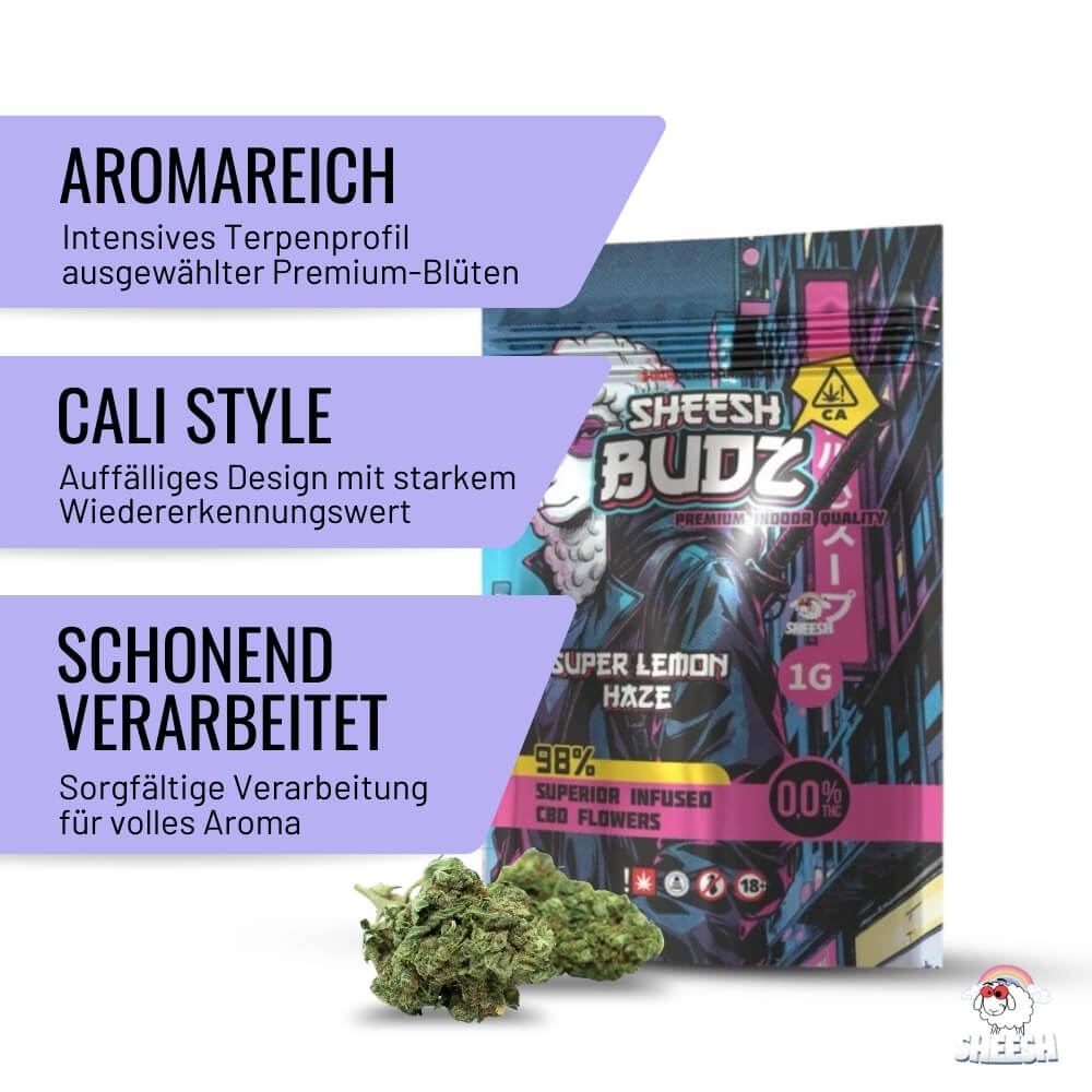 SHEESH BUDZ - CBD Blüten - Super Lemon Haze - 1g