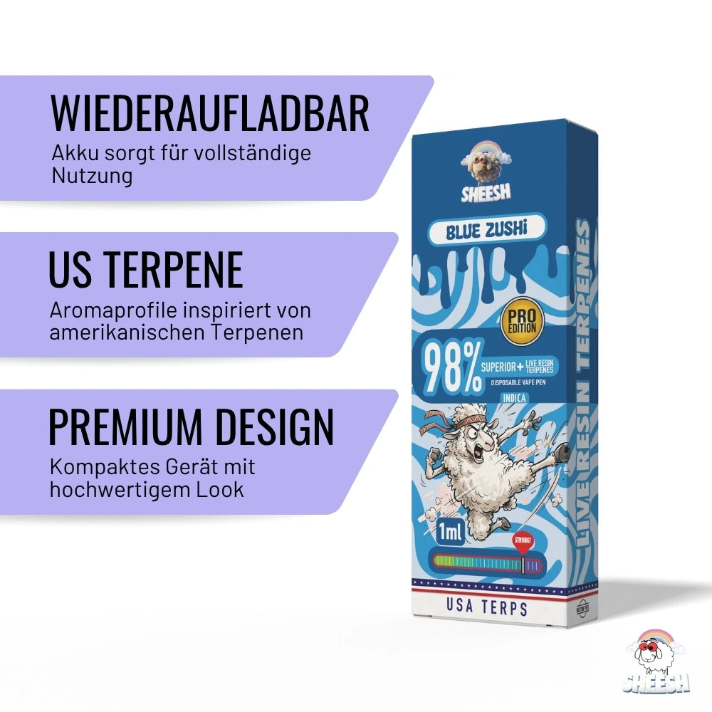 SHEESH - Superior Vape Pro Edition - Blue Zushi - 1ml Einweg Vape