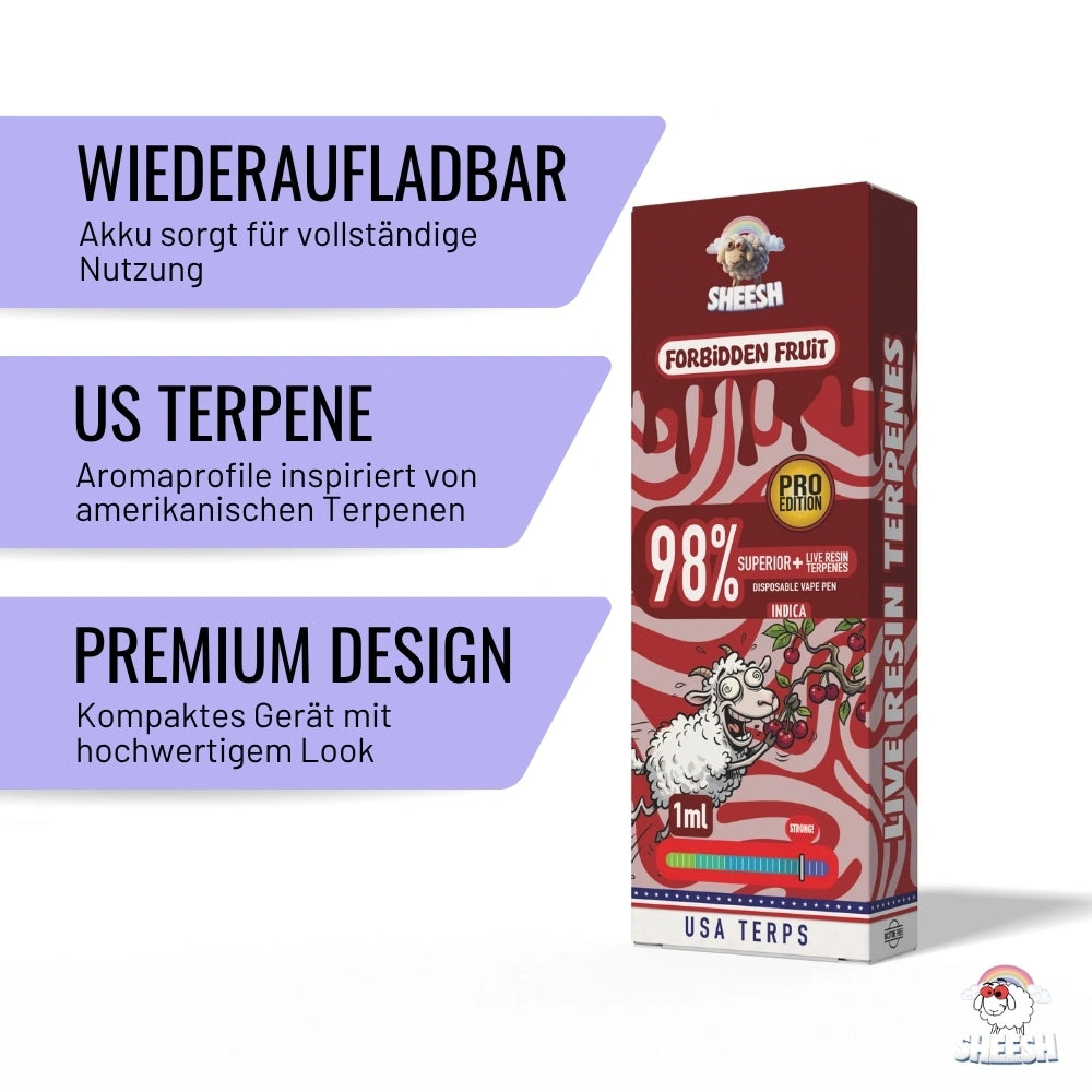 SHEESH - Superior Vape Pro Edition - Forbidden Fruit - 1ml Einweg Vape