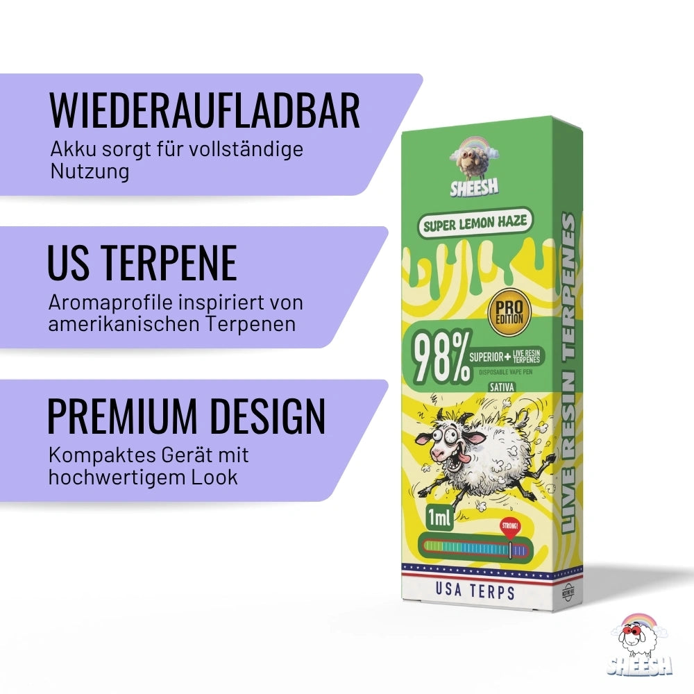 SHEESH - Superior Vape Pro Edition - Super Lemon Haze - 1ml Einweg Vape