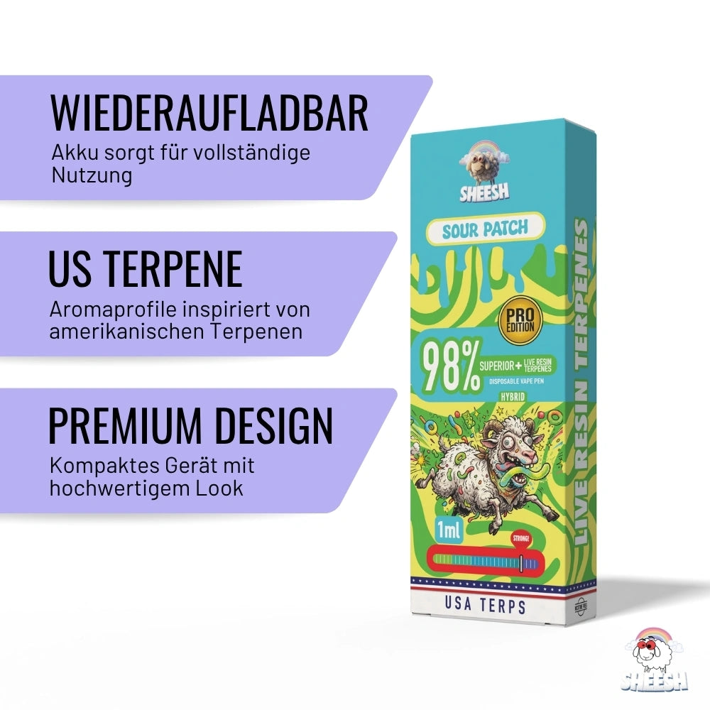 SHEESH - Superior Vape Pro Edition - Sour Patch - 1ml Einweg Vape